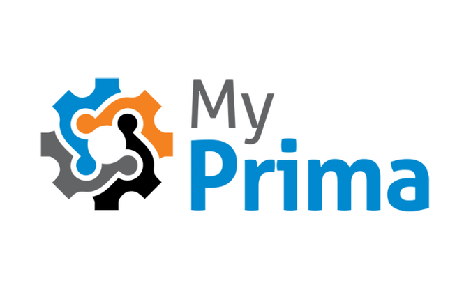 My Prima logo with interlocking colored gears