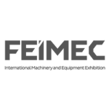 Logo FEIMEC, International Machinery and Equipment Exhibition in grigio