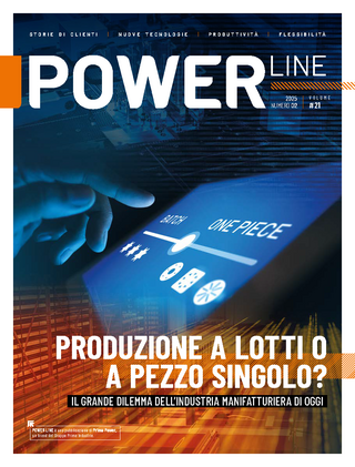 Copertina di rivista con mano su schermo touch che mostra opzioni batch e one-piece