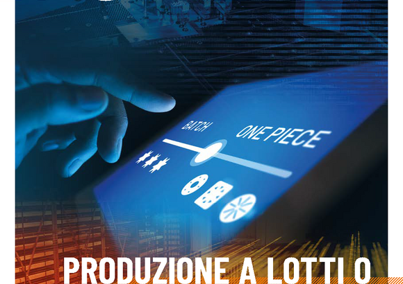 Copertina di rivista con mano su schermo touch che mostra opzioni batch e one-piece